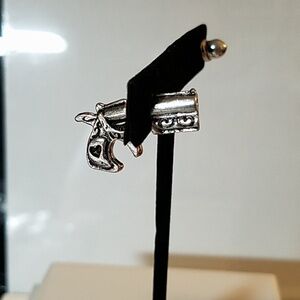 Bullet & Gun Earring Set Silver Tone